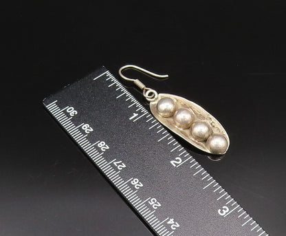 MEXICO 925 Sterling Silver Vintage Four Bead Leaf Ball Dangle Earrings EG12202