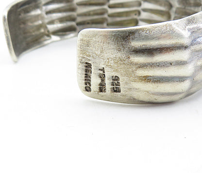 MEXICO 925 Sterling Silver  Vintage Dark Tone Rustic Cuff Bracelet  BT2663