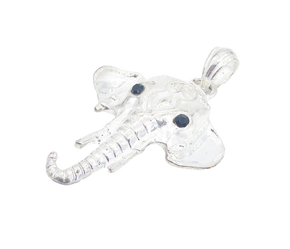 925 Sterling Silver  Vintage Black Hematite Elephant's Head Pendant  PT6208