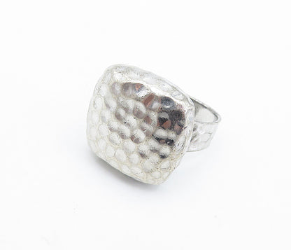 925 Sterling Silver  Vintage Hammered Square Dome Cocktail Ring Sz 5.5  RG6464