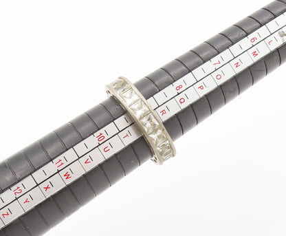 925 Sterling Silver Vintage Ring Minimalist Inlay Topaz 360 Band Sz 9  RG27821