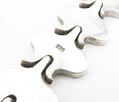 925 Sterling Silver  Vintage Shiny Etched Detail Hinge Chain Bracelet  BT1852