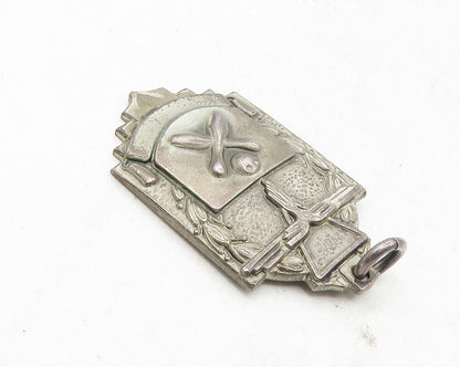 925 Sterling Silver  Vintage Oxidized Bowling Pins Sports Drop Pendant  PT7663