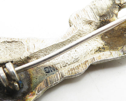 925 Sterling Silver  Vintage Person Holding Flower Pot Brooch Pin  BP4065