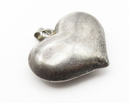 925 Sterling Silver  Vintage Dark Tone Puffy Smooth Love Heart Pendant  PT8264