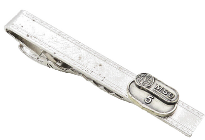 925 Sterling Silver  Vintage Shiny Swirl Border Serrated Tie Clip  TR1689