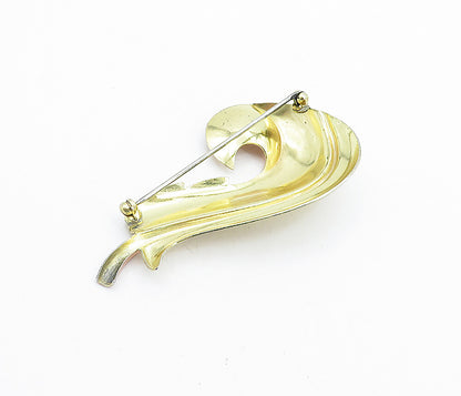 MONET 925 Sterling Silver  Vintage Shiny Two Tone Swirl Brooch Pin  BP2665