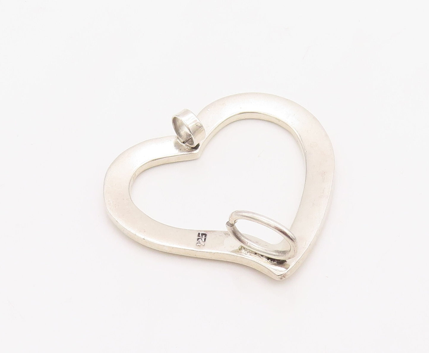 925 Sterling Silver Vintage Pendant Minimalist Solid Cutout Love Heart  PT23523