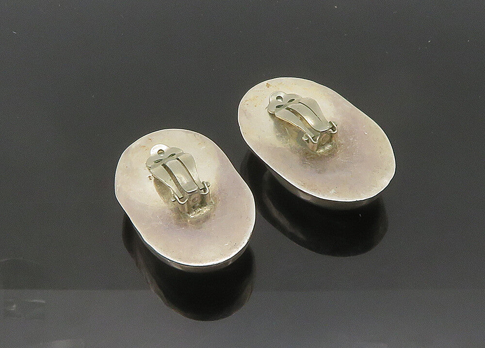 MEXICO 925 Silver  Vintage Swirl Dome Heavy Non Pierce Earrings  EG10512