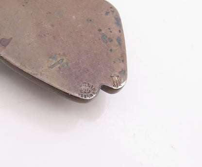 925 Sterling Silver Vintage Pendant Cabochon Turquoise Modernist Charm  PT25794