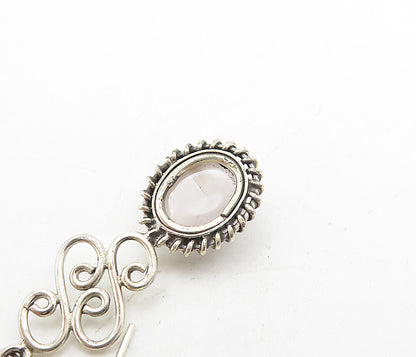 925 Sterling Silver  Vintage Cabochon Cut Quartz Swirl Drop Earrings  EG3437