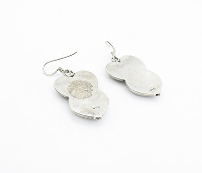 925 Sterling Silver  Vintage Antique Hollow Textured Dangle Earrings  EG3032