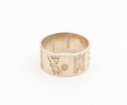 925 Sterling Silver Vintage Ring IRELAND Historical Symbols Band  Sz 8  RG34770