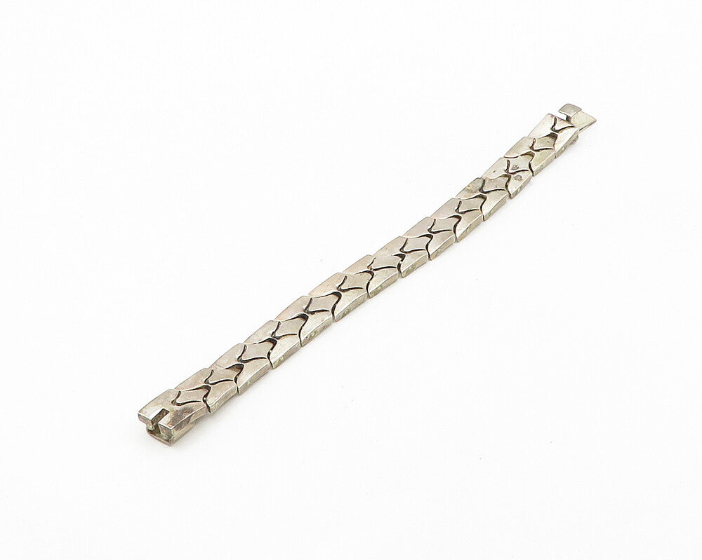 MEXICO 925 Sterling Silver  Vintage Smooth Shiny Hinge Chain Bracelet  BT7733
