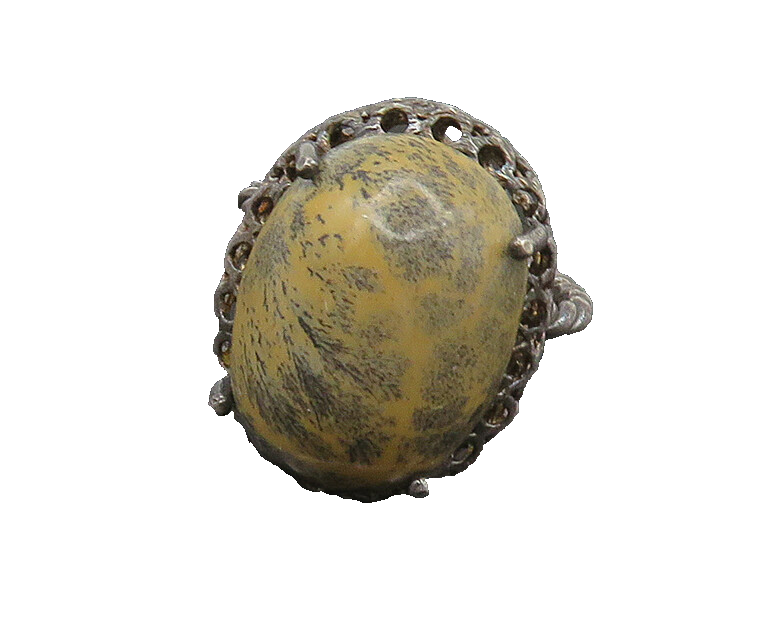 925 Sterling Silver   Vintage Cabochon Cut Jasper Cocktail Ring Sz 6  RG17258