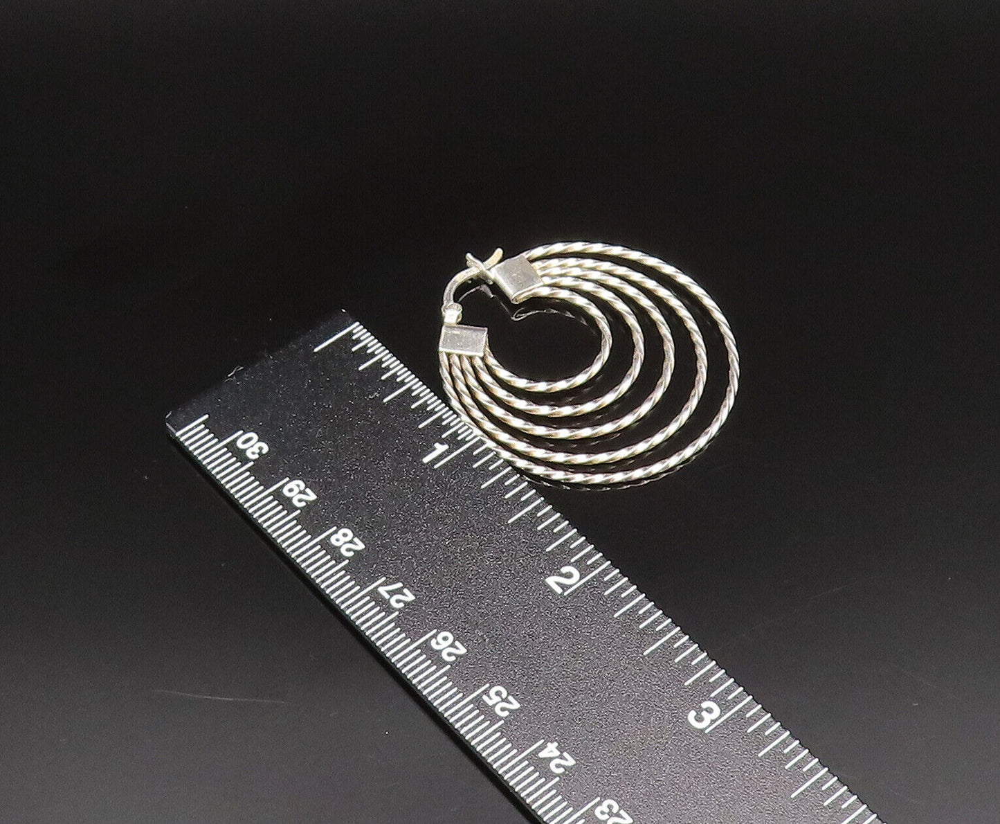 925 Sterling Silver  Vintage Graduated Twisted Multi Hoop Earrings  EG11913