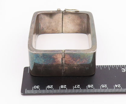 925 Sterling Silver Vintage Bracelet CARO Solid Geometric Square Bangle  BT11941