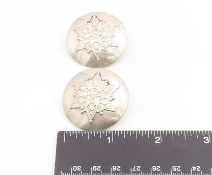 925 Sterling Silver Vintage Earrings MIDDLE EAST Floral Motif Concho  EG14178