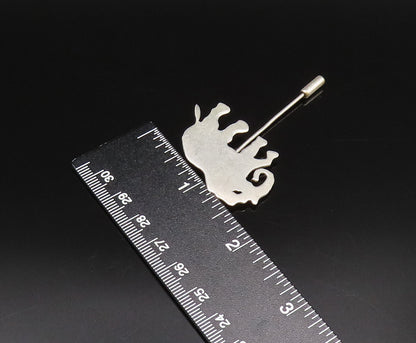 925 Sterling Silver  Vintage Minimalist Elephant Animal Lapel Pin  TR3437