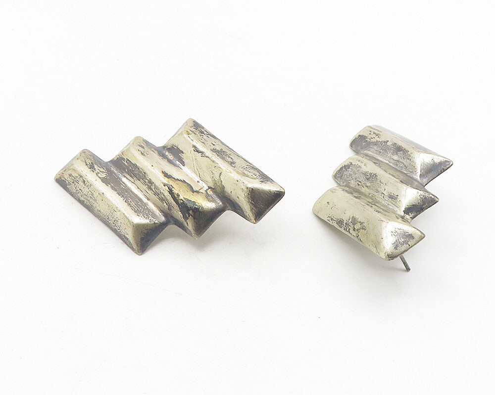 MEXICO 925 Sterling Silver  Vintage Dark Tone Hollow Drop Earrings  EG6263