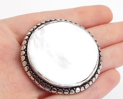 925 Sterling Silver  Vintage Mother Of Pearl Circle Pattern Brooch Pin  BP1644