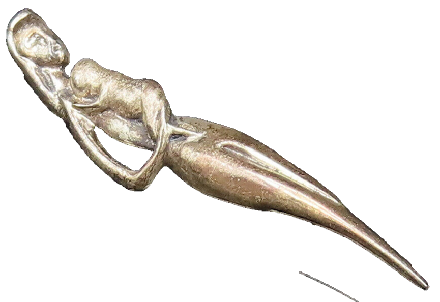 925 Silver  Vintage Mother & Child Love Skinny Pointed Brooch Pin  BP9954