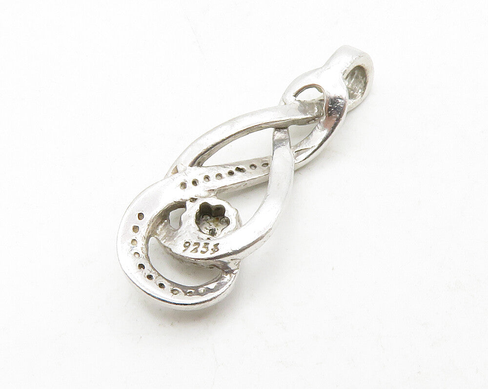925 Sterling Silver  Genuine Diamonds Floral Infinity Loop Pendant  PT10377