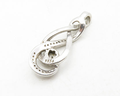 925 Sterling Silver  Genuine Diamonds Floral Infinity Loop Pendant  PT10377