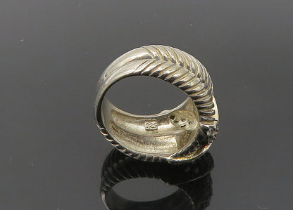 925 Sterling Silver  Vintage Topaz Crossed Double Band Ring Sz 6  RG21463
