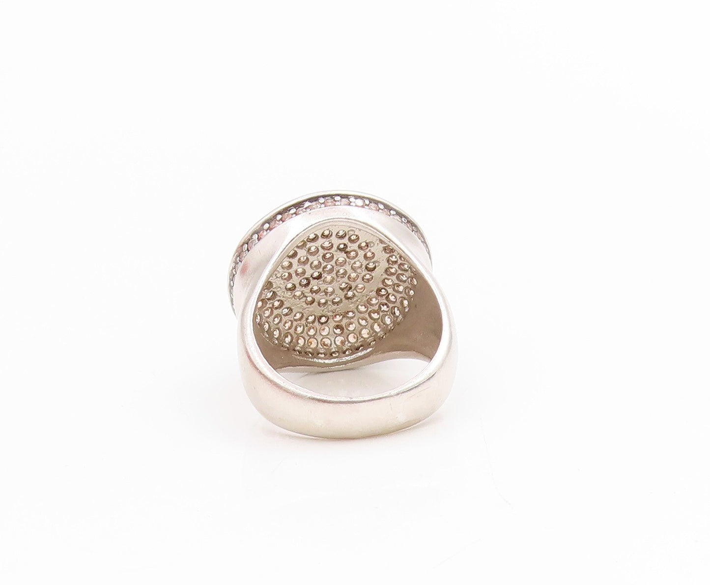 925 Sterling Silver Vintage Ring Champagne CZ Elegant Dome Band  Sz 6  RG34360