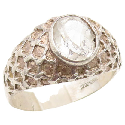 925 Sterling Silver Vintage Ring Quartz Honeycomb Textured Band  Sz 12  RG36930
