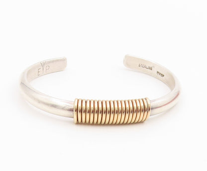 12K Gold & 925 Sterling Silver Vintage Bracelet Classic Wire Wrap Cuff  BT11940