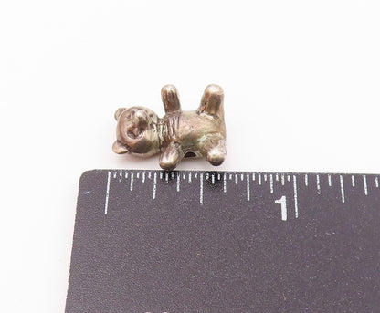 925 Sterling Silver  Vintage Petite Teddy Bear Dark Tone Pendant  PT17316