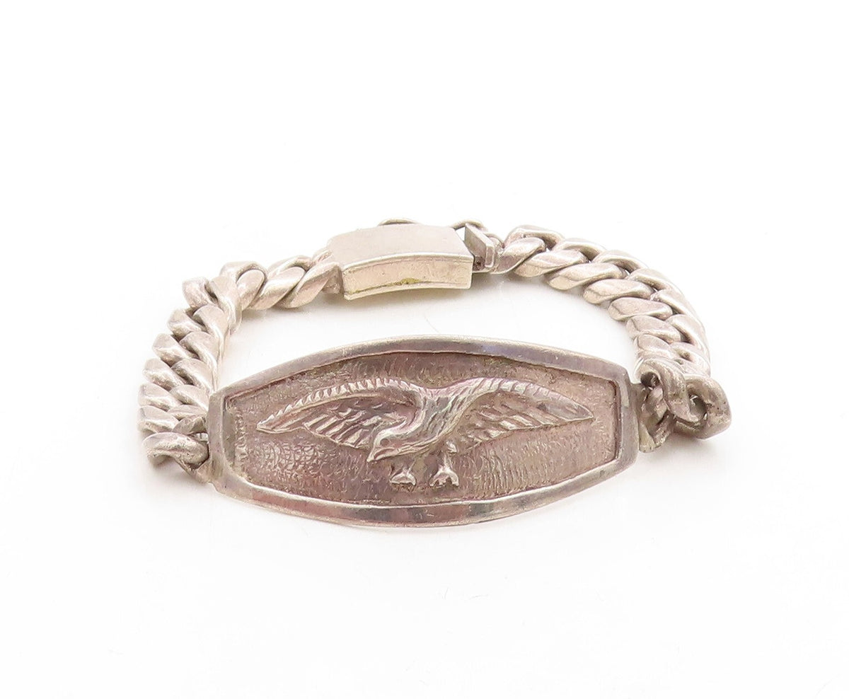 925 Sterling Silver Vintage Bracelet MEXICO Curb Linked Flying Bird  BT10957
