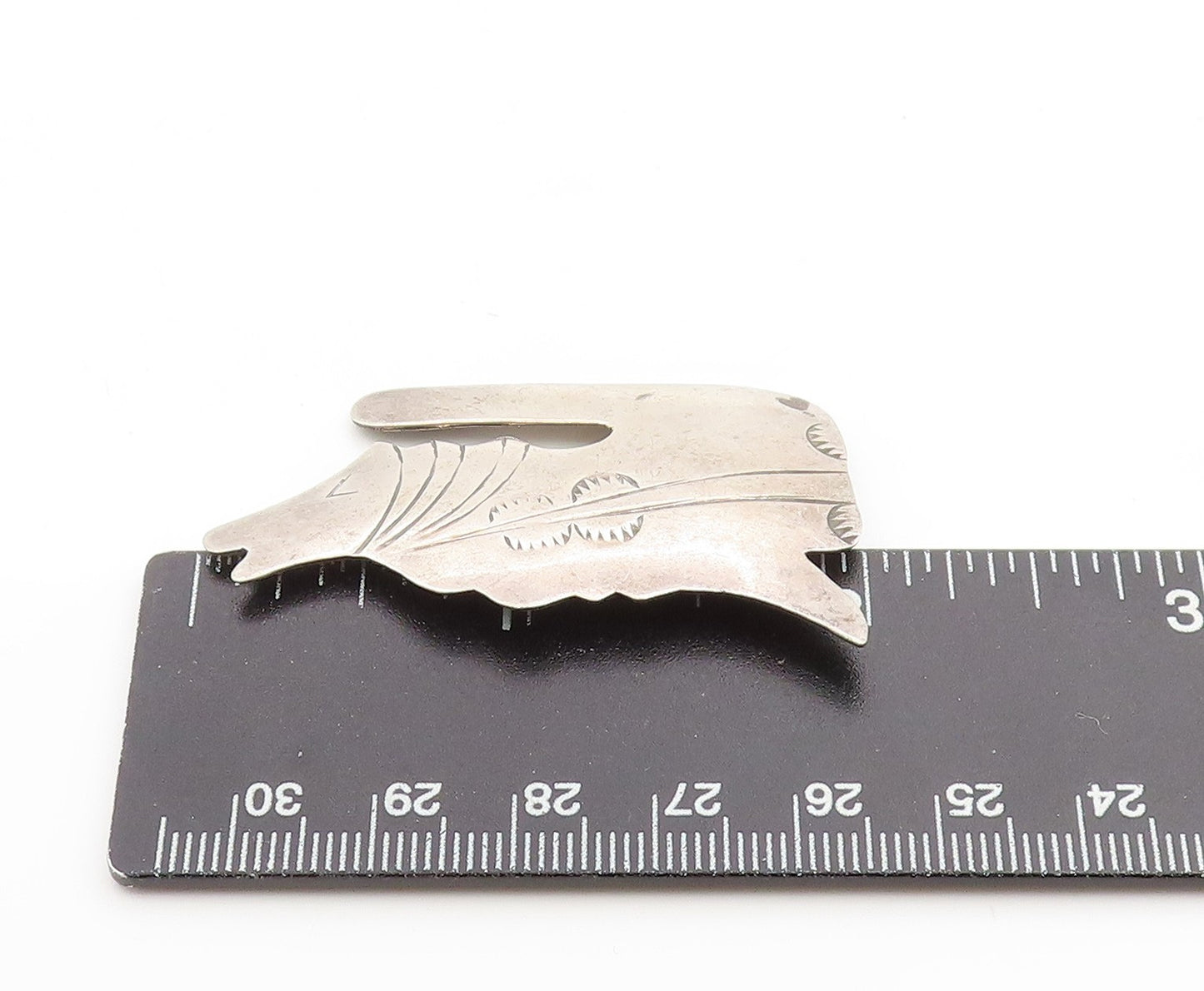 925 Sterling Silver Vintage Brooch Pin NAVAJO Howling Coyote Cutout  BP12174