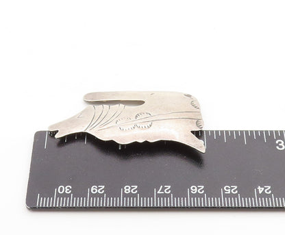 925 Sterling Silver Vintage Brooch Pin NAVAJO Howling Coyote Cutout  BP12174