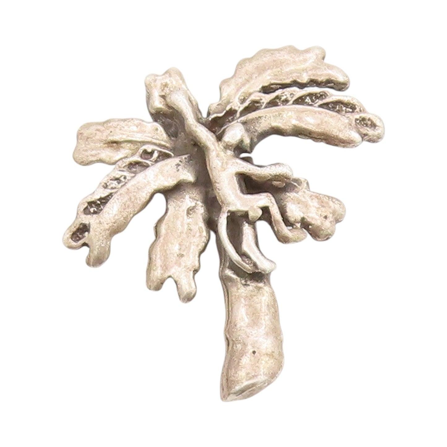 925 Sterling Silver Vintage Brooch 3D Textured Monkey On Palm Tree Pin  BP11926