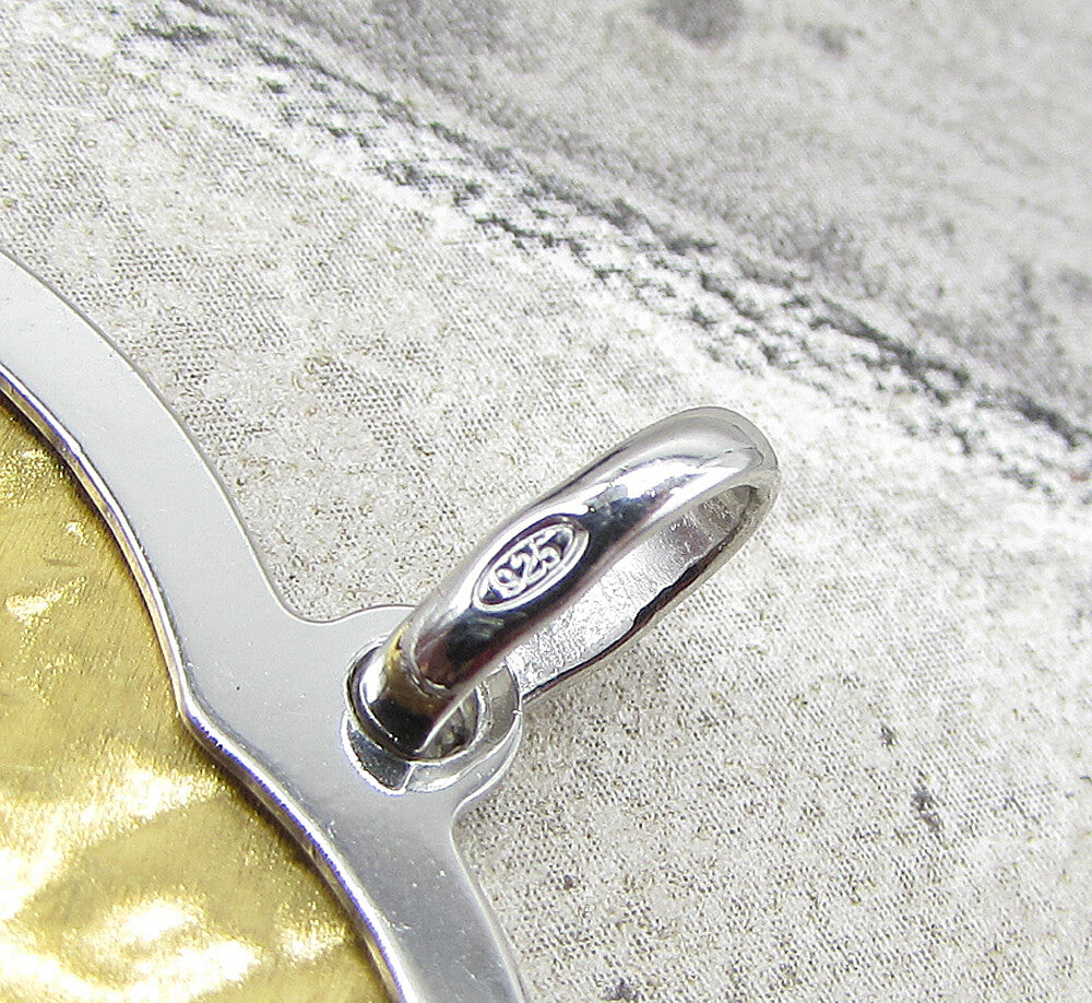 925 Sterling Silver Hammered 2 Tone Jumping Dolphin Drop Pendant PT1439