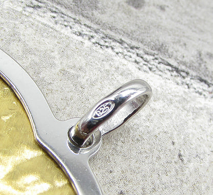 925 Sterling Silver Hammered 2 Tone Jumping Dolphin Drop Pendant PT1439