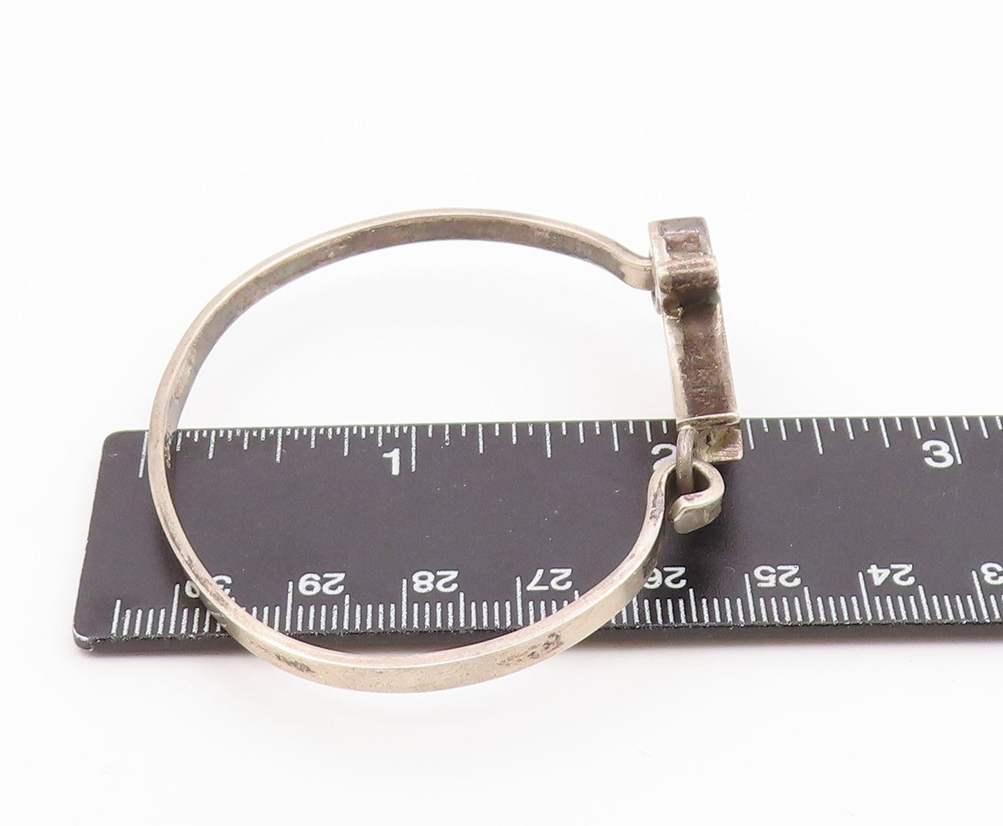 MEXICO 925 Silver  Vintage Turquoise Dolphin Hook Bangle Bracelet  BT9210