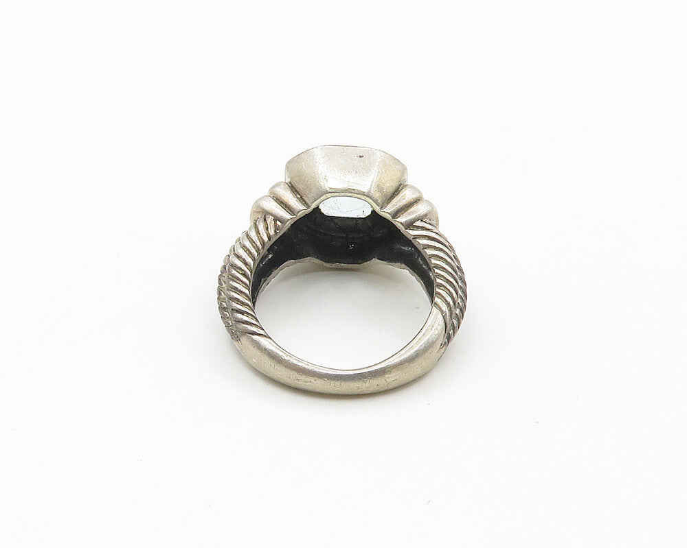 925 Sterling Silver  Vintage Blue Topaz Twist Band Ring Sz 7  RG18410