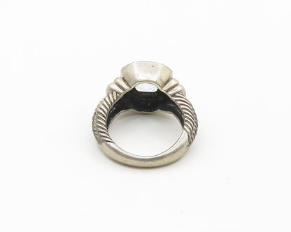 925 Sterling Silver  Vintage Blue Topaz Twist Band Ring Sz 7  RG18410