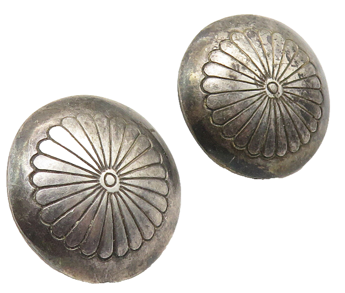 SOUTHWESTERN 925 Sterling Silver Vintage Floral Dome Drop Earrings EG5657