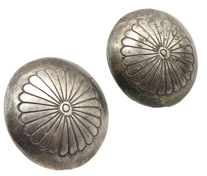 SOUTHWESTERN 925 Sterling Silver Vintage Floral Dome Drop Earrings EG5657