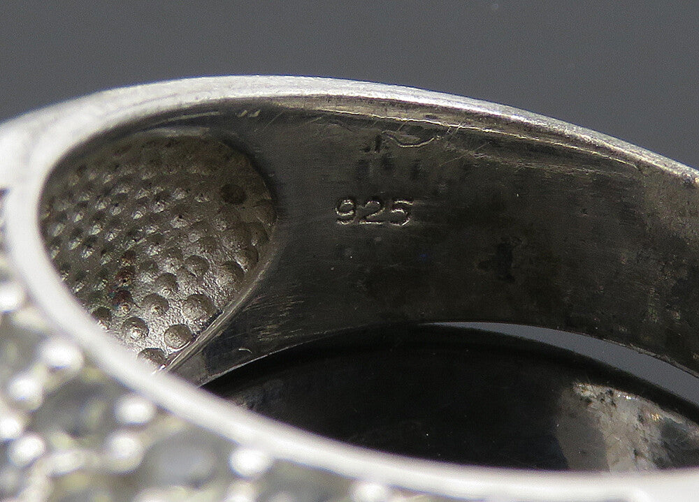 925 Sterling Silver  Vintage Cubic Zirconia Dome Band Ring Sz 7.5  RG20094