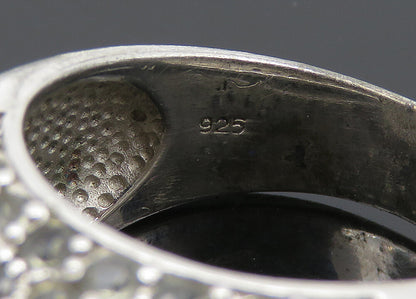 925 Sterling Silver  Vintage Cubic Zirconia Dome Band Ring Sz 7.5  RG20094