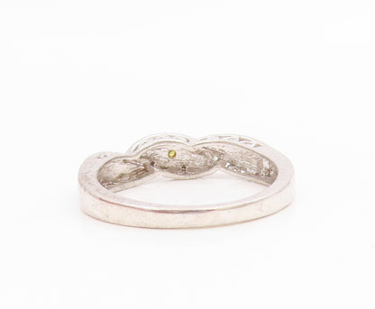 925 Sterling Silver Vintage Ring Two Tone CZ Intertwined Band  Sz 11  RG35952