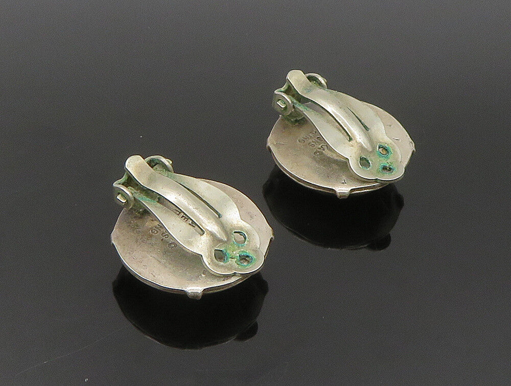 JOAN SLIFKA 925 Silver   Vintage Etched Dome Non Pierce Earrings  EG11572