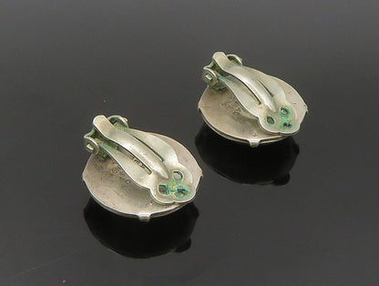 JOAN SLIFKA 925 Silver   Vintage Etched Dome Non Pierce Earrings  EG11572