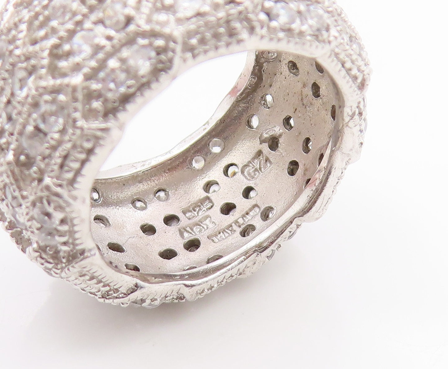 925 Sterling Silver Vintage Ring Round CZ Multi Row Eternity Band  Sz 7  RG34737